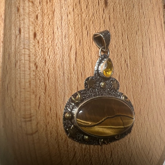 Tiger Eye & Citrine 925 Pendant - Picture 4 of 5